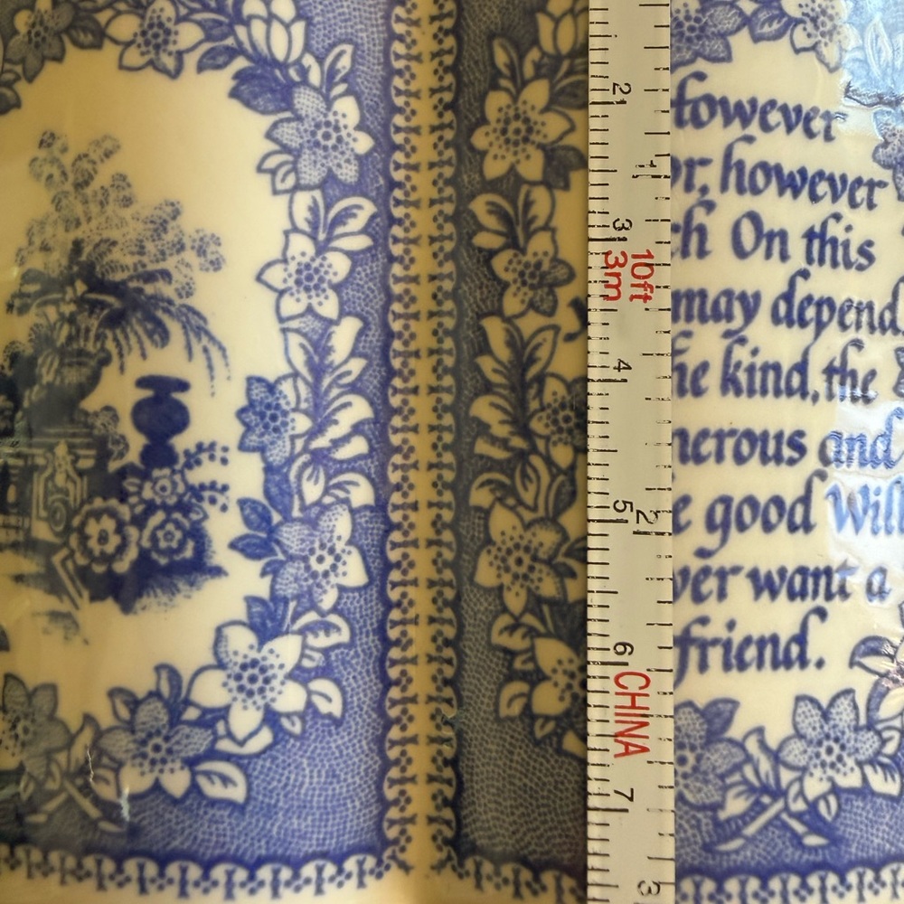 Vintage Spode Porcelain Friendship Poem an Open Book Paperweight Blue & White - Picture 11 of 12